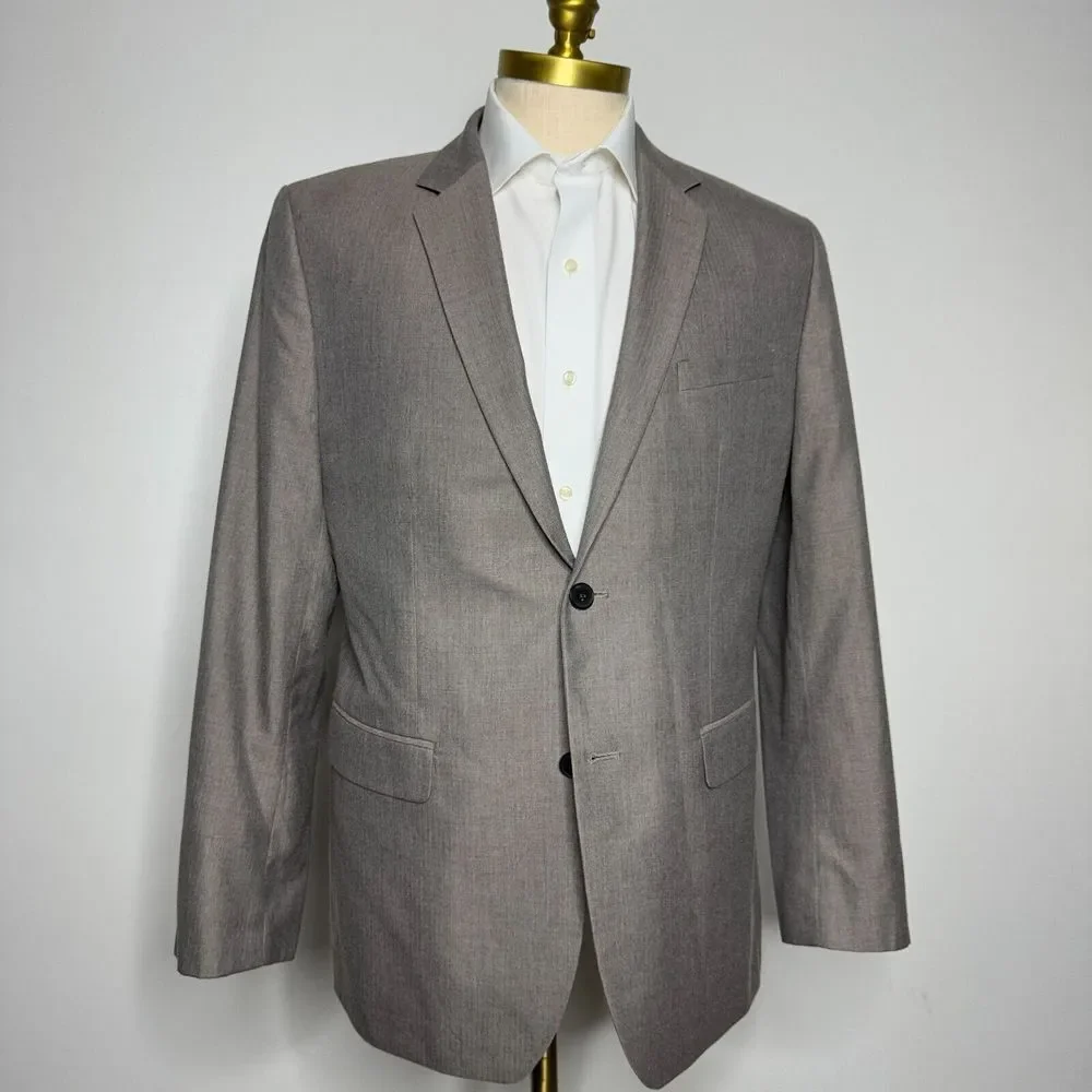Banana Republic‎ Blazer Mens 44R Slim Fit Brown Herringbone Wool